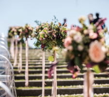 Wedding aisle flower detail